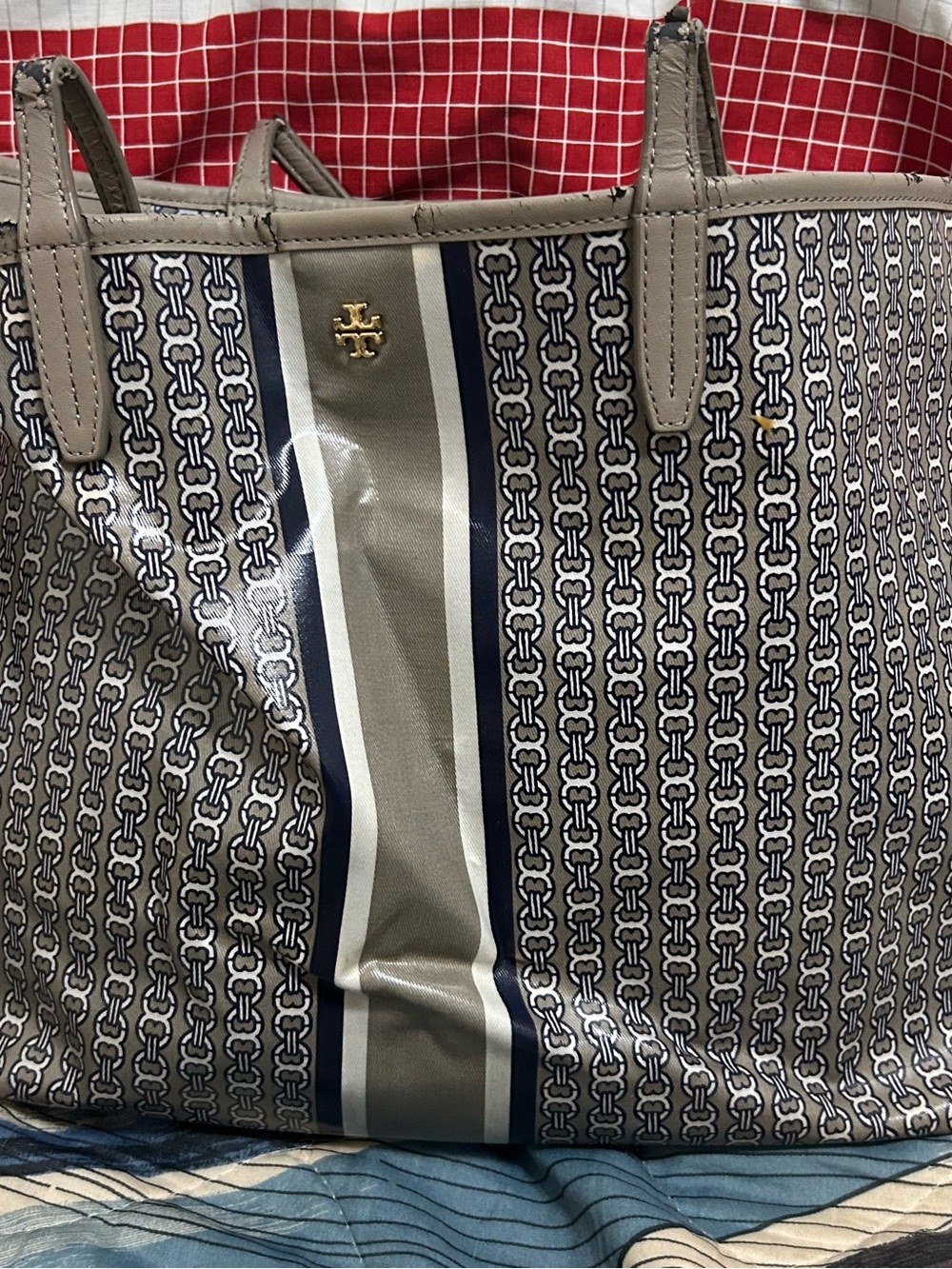 Authentic Tory Burch Logo-Print Tote Bag